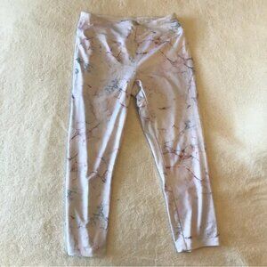 Forever 21 Leggings Capri White Marble Print 3/4 Length Size Small Yoga Workout